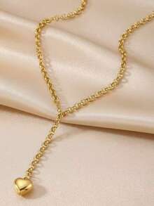 不锈钢女士项链 时尚奢华小丑高品质Y型链爱心吊坠项链 女款，细链心形吊坠 复古港式设计 适合日常街头/约会风格/节日礼物首饰。 - 項鍊 - 查看 2