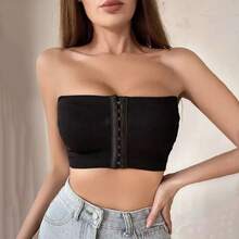 1pc Esselegance Strapless Seamless Push-Up Bandeau Tube Bra - Wire-Free Non-Slip Design, High-Stretch & Breathable For Backless Dresses, Everyday Comfort - 黑色 - 查看 3