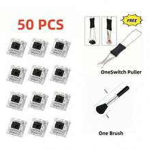 50pcs/100pcs Practical Blue/Black/Red/Brown Mechanical Keyboard Switches, Hot-Swappable Cross Axis Core - With Keycap Puller - Multicolor - View 36