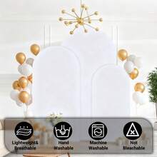 Wedding Backdrop Decoration, Party Backdrop Arch, Arched Backdrop Cover, 6 Feet, 6.6 Feet, 7.2 Feet, Double-Sided Elastic Fabric Arch Backdrop, Suitable For Birthday Parties, Party Supplies, Backdrop Stand, Room Decor, Center Pieces For Table, Graduation, Party Decor, Home Decor (Stand Not Included, Backdrop Only). - 白色拱門背景罩 - 查看 4