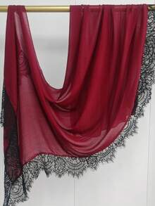 1 pièce Écharpe élégante à bordure en dentelle modale pour femmes, multifonctionnelle, hijab élégant, châle respirant, peut être utilisé comme serviette de plage, foulard de tête, protection solaire, convient pour la plage d'été, les vacances et le port quotidien, pour toutes les saisons. - Multicolore - Voir 9