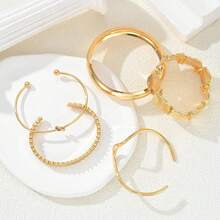12pcs Vintage Minimalist Bracelets, Fashion Mixed Stacking Open Bangle Bracelet Set - Gold - View 4