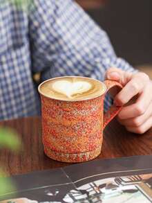 1pc 275ml Ceramic Cup, Household Office Guest Cup, Couple Cup, Hanging Ear Coffee Cup, Cola Cup, Cold Drink Cup, Breakfast Milk Cup, Beer Cup, Oatmeal Cup, Flower Tea Cup, Creative Crackle Glaze Ceramic Cup, Beverage Cup, Office Water Cup - Multicolor - View 6