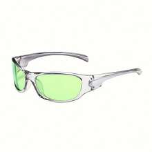1 Pair Of Retro Y2K Style Green Glasses, Made Of PC Material, Punk Small Frame Design, Women's Fashion Celebrity Glasses - màu xanh lá - Xem 1
