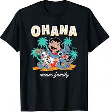 LILOS & STITCHS - Ohana Means Family T-Shirt Boys Tshirt,Boys Clothes,Girls Clothes,Girls Tops,Tops For Women,Mens Tshirts,Men Clothes,Tops For Going Out,Summer Tops,Graphic Tee,Holiday Outfits For Women,Summer Holiday Outfits - Black - View 8