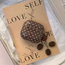 Simple Solid Brown Polka Dot With Coffee Bean Charm Earphone Case Compatible With AirPods Pro 3, New Pro 2, Cute 4 Minimalist 3, Personalized 1/2 Protective Case For Women - Brown - View 3