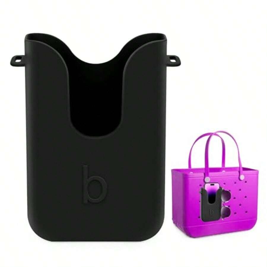 Silicone Phone Holder For Bogg Bags Compatible Phone Case Attachment Beach Tote Bag Accessory Black Ideal Phone Holder For Bogg Similar Beach Bags - 黑色 - 查看 1