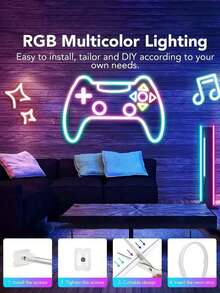 1pc Neon Light Strip, LED Light Bar, App Controlled, Comes With 44-Key Remote, Music Sync, Flexible DIY Design, Suitable For Bedroom, Living Room, Game Room, Party Decor, Holiday & Christmas Decor - Multicolor - View 7
