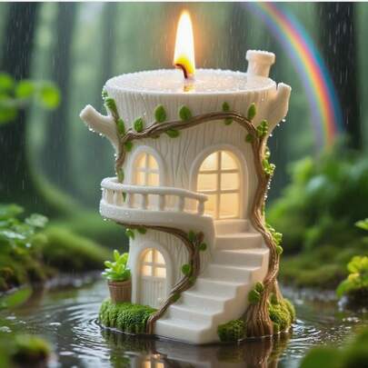 Khuôn làm nến hình ngôi nhà trên cây kỳ diệu - Khuôn silicon mê hoặc dùng để trang trí và làm quà tặng Giáng sinh, dễ tháo khuôn và có thể tái sử dụng cho các sản phẩm thủ công DIY bằng nhựa epoxy, đất sét và thạch cao - Hoàn hảo cho các hoạt động thủ công mùa lễ hội.