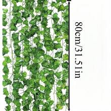 12 Pieces Artificial Ivy Leaf Garlands In Permanent Green, 3D Synthetic Green Vine Hanging Decoration, Plastic Plant Wreath For Indoor/Outdoor Use, Home, Garden, Wedding, Baby Shower, Housewarming - No Electricity Required Gift For Birthday, Graduation, Garden Decoration, Outdoor Plant, Gardening, Artificial Flowers - 12 Pieces - View 3