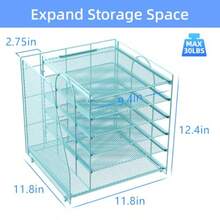 Gianotter Organizador de papel de 6 niveles con revistero azul metal 11.8 x 11.8 x 12.38 pulgadas para oficina en casa y accesorios de computadora - Azul - Ver 5