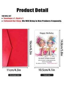 1pc "Soul Sister Status: Activated!" Vintage Friendship Birthday Card With Envelope - Bestie & Sister Gift, Ideal For Friendship Day & Special Celebrations, Blank Inner Page - View 5