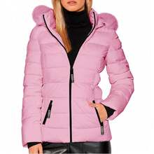 Shendy Vendy Women's Jacket Warm Polyester With Fur-Like Collar - Pink - View 8