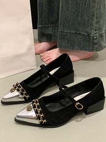 Zapatos de tacón alto y puntiagudos sexy, sandalias con tiras de strass plateadas y sin talón, elegantes tacones de estilo francés de punta abierta para primavera y verano (corren un poco pequeños) - Negro - Ver 5