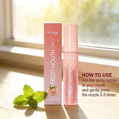 17毫升便携装白桃益生菌口腔喷雾，温和清爽，适合约会、聚会和旅行，男女皆宜。