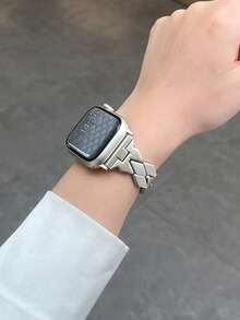 1pc Women's New Starlight Metal Bracelet, Compatible With Apple Watch Band 44mm, 40mm, 45mm, 41mm, 42mm, 46mm, 38mm, Ultra 2, 49mm, Fashion Simple Women's Watch Band, Suitable For IWatchSeries 11, 10, 9, 8, 7, SE, 6, 5, 4, 3, 2, 1. Fashion Watch Band, Smartwatch Band, Compatible With Apple Watch Band, Bracelet Band, Smartwatch Band, Watch Band, Smartwatch Band - Starlight - View 4