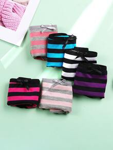 6 Pieces Of Plus Size Women's Underwear, Comfortable And Breathable Striped Lace Up Underwear, Close Fitting Underwear, Ultimate Comfort And Fashion, Suitable For Daily And Seasonal Wear - 彩色 - 查看 4