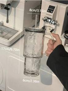 Cốc thủy tinh có gân 26oz có nắp và ống hút, Cốc thủy tinh có gân có quai, Đồ uống bằng thủy tinh đựng cà phê đá, Cốc đựng đồ uống, Hộp đựng đồ uống trong suốt có thể tái sử dụng có nắp và ống hút, Thích hợp đựng sinh tố và đồ uống - màu sắc - Xem 10