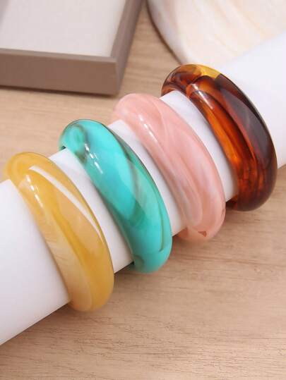 1pc Fashionable European And American Style Acrylic Translucent Jelly Color Smooth Bangle Bracelet, Suitable For Daily Wear, Holidays, Travel, Beach Outfits, Gift For Women