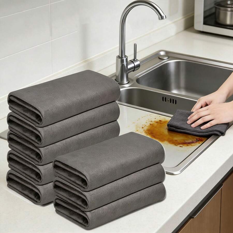 1/5/10pcs Premium Magic Cleaning Cloths - Lint-Free, Streak-Free Reusable Microfiber Towels For Kitchen, Glass, Car And Countertops - Heavy Duty Degreasing Dish Rags - Cleaning Cloth - View 1