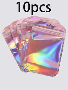 100个PVC亮片首饰收纳袋，PVC首饰保护袋，抗氧化透明首饰拉链袋，防水密封首饰袋，简约纯色首饰袋，适用于手链，情人节家居礼物，可用于耳环、项链等首饰的独特包装拉链袋，派对礼品袋 - 粉色 - 查看 13