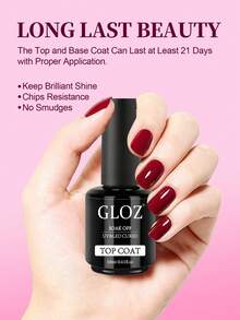 GLOZ Gel Nail Polish Top Coat - No-Wipe Top Coat, High Gloss Long-Lasting Top Gel Suitable For Clear Nail Gel And Acrylic Nails, Suitable For Home DIY And Nail Salon - 無色 - 查看 2