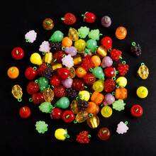 1pc/4pcs Cute & Fashionable Glass Vegetable & Fruit 3D Pendant Charms, Strawberry, Pineapple, Grape, Suitable For Necklace, Earrings, DIY Jewelry Making - Picture - View 6