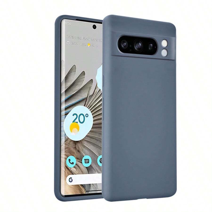 Minimalist Velvet Texture Phone Protective Case Compatible With Pixel 6, 7, 6 Pro, 7 Pro, 8, 8A, 8 Pro, 9, 9A, 9 Pro, 10, 10 Pro, 10 Pro XL - Lavender Ash - View 1