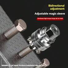 Adaptador de llave universal ajustable - Se ajusta a tuercas y pernos hexagonales de 10-19 mm, compatible con llave de torsión y taladro de accionamiento de 3/8", fácil de usar y ajustar - Talla única - Ver 6