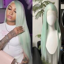 websterwigs 24英寸薄荷绿欧美风13x4蕾丝前假发，女士全头角色扮演道具 - 薄荷綠 - 查看 2