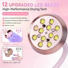 Wireless Nail Lamp LED UV Nail Dryer Rechargeable Auto Sensing Touch Control Fast Drying Nail Light 360° Bendable Table Lamp - Multicolor - View 6