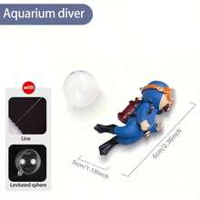 2件装漂浮鱼缸装饰品，水族箱装饰，可爱潜水员鱼缸摆件，适用于各种鱼缸的漂浮配件 - A - 查看 2