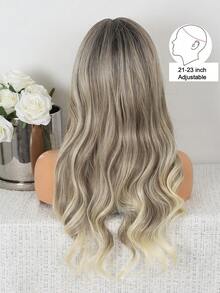 22 Inch Ombre Blonde Long Curly Wig, Heat Resistant Synthetic Fiber, U-Part Lace, Big Body Wave, Fashion Wig For Women Daily Wear - Blonde Ombre - View 8