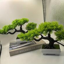 1 pieza Árbol de Bonsái artificial, decoración de planta falsa, planta artificial en maceta para el hogar, Bonsái de pino de bienvenida, adecuado para pasillo, gabinete, cajón, estantería, decoración de habitación y escritorio, adecuado para el Día de la Madre, Día del Padre, Navidad y otras vacaciones de Año Nuevo - Multicolor - Ver 7
