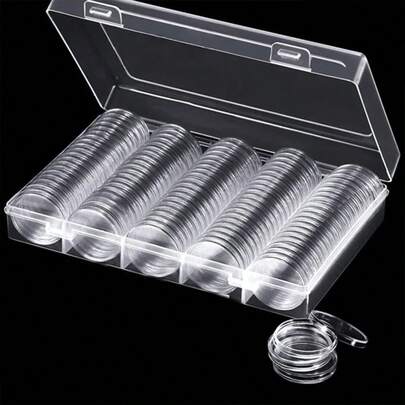 30/40 mm Şeffaf Madeni Para Sergileme Kutusu, Madeni Para Koleksiyon Kutusu, Madeni Para Saklama Kutusu