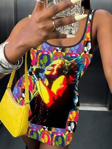 女士Y2K性感吊带迷你连衣裙，修身露背无袖吊带裙，适合夏季度假、日常通勤、外出、派对和节日穿着 - 彩色 - 查看 4