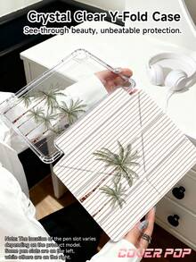 这款防震植物元素基础款平板电脑保护套，条纹椰树图案，适用于 iPad Air 11 英寸 M3 2025/M2 2024、Air 第五代 2022、Air8 2026（11/13 英寸）、(A16) 11 英寸第十一代 2025，也适用于三星 Galaxy Tab 和 Kindle Paperwhite 第十二代 2024。透明背板搭配时尚图案，支持自动休眠/唤醒功能，内置气垫保护，是办公礼品的理想之选。 - 彩色 - 查看 4