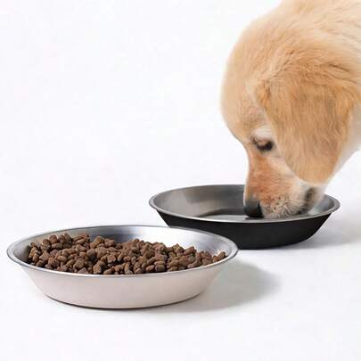 黑色/粉色不锈钢防滑宠物碗，带硅胶底座，防滑宠物食品和水碗，适用于小型至中型宠物，易于清洁