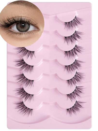 SACKVIS 半截假睫毛 眼角假睫毛 自然假睫毛 半截假睫毛 纤细尾部假睫毛 眼角假睫毛 3/4假睫毛 7对