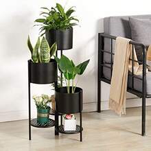 SSS - Soporte de esquina para plantas de metal para interiores 6 niveles 6 macetas para exteriores estantes para sala de estar estante de almacenamiento en macetas estante decorativo para - negro - Ver 4