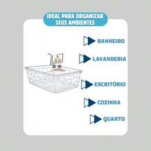 Kit 10 Cesto Organizador Multiuso Pequeno Transparente Decorativo Resistente 16x12x6cm 123Organizei - Visão 2