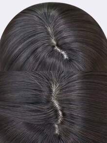 12-Inch Long Synthetic Short Bob Wig Featuring A Natural Straight Style A Stunning Black. Designed With Bangs , It Is Crafted From Heat-Resistant Fiber To Ensure Durability. This False Hairpiece Is Perfect For Ms Daily Use, Offering A Natural And Realistic Appearance That Mimics It Is Also A Gift For Women. (Excluding Accessories) - Black - View 5