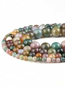 1串天然玛瑙宝石圆形散珠，适用于珠宝制作、DIY手链饰品，尺寸：4、6、8、10毫米 - 彩色 - 查看 2