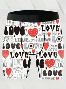 DOKER 男士趣味平角内裤，美式复古涂鸦印花，浪漫情人节主题，针织面料，宽松运动版型，透气吸汗，柔软亲肤，休闲运动型平角内裤 - 彩色 - 查看 4