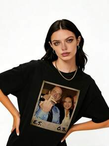 Vintage Olivia Benson And Elliot Stabler T-Shirt Law And Order SVU Vintage Hoodie 90s Retro Graphi - 黑色 - 查看 4