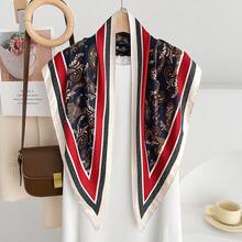 1pc Paisley Pattern Elegant Polyester Scarf, Versatile Decoration For All Seasons,Beach,Holiday - #2 Navy Blue Cashew Flower - View 6