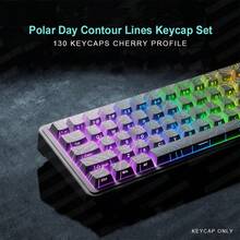 Polar Day Contour Line Keycap Set, Wooting, Minimalist Line Design, 130 Keys PBT Doubleshot Keycaps, Transparent Font And Line, Durable For 60/68/75/87/98/104/108 Keyboards - View 1