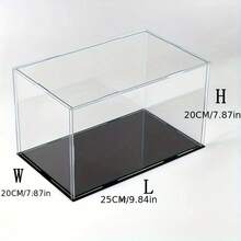 1pc Acrylic Display Case, Various Sizes, Plastic Assembly Dustproof Display Box With Matte Black Base, Suitable For Action Figures, Collectibles, Statues, Models - Transparent - View 29