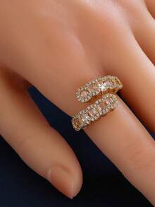 1pc Women's Ring, Niche Elegant High-End Minimalist Fashion Inlaid Synthetic Zirconia Open Ring, Suitable For Gift And Daily Wear - Open Ring - View 3