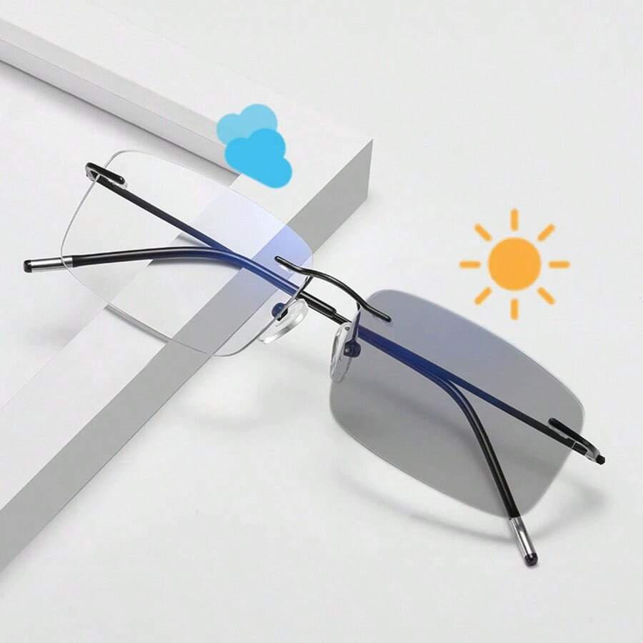 1pc Unisex Lightweight Fashionable Glasses, Frameless Elegant Design For Daily Wear, Work And Outings - Multicolor - View 1